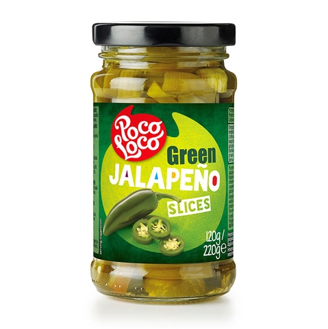 Ớt Xanh Jalapeno Xắt Lát Poco Loco Green Jalapeno Slices, Lọ 125g
