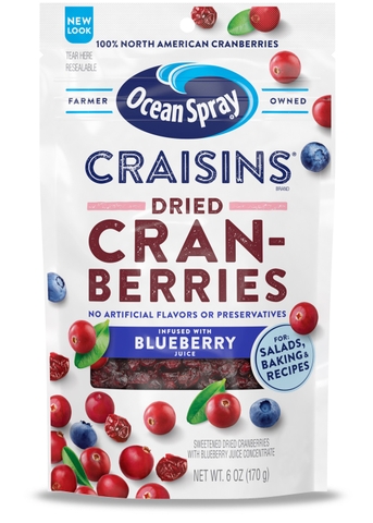 Việt Quất Sấy Khô Ocean Spray Craisins Dried Cranberry Infused With Blueberry Juice , Gói 170g (6 Oz.)