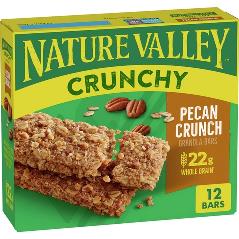 Thanh Ngũ Cốc Yến Mạch Hạt Hồ Đào Nature Valley Pecan Crunchy Granola Bars, Hộp 12 Thanh (6 Gói) , 253g (8.94 Oz.)