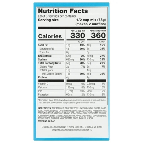 Bột Làm Bánh Muffin Ngô (Bắp) Pha Sẵn Jiffy Corn Muffin Mix, Hộp 240g (8.5 Oz.)
