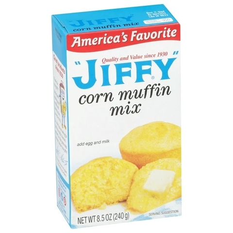 Bột Làm Bánh Muffin Ngô (Bắp) Pha Sẵn Jiffy Corn Muffin Mix, Hộp 240g (8.5 Oz.)