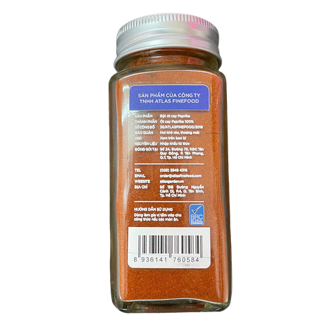 Ớt Bột Paprika Spice Atlas Garden, Lọ Thuỷ Tinh 64g