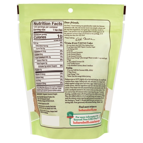 Đường Dừa Hữu Cơ Bob's Red Mill Organic Coconut Sugar, Gói 369g (13 Oz.)