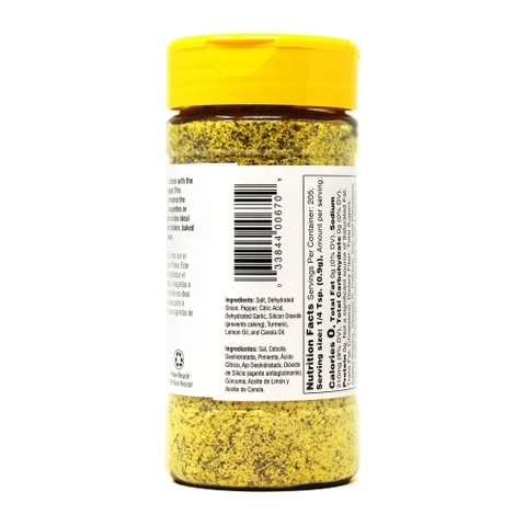 Muối Tiêu Chanh, Tỏi, Hành Tây & Nghệ Lemon Pepper Badia, Chai 184.3g (6.5 Oz.)
