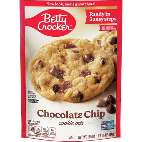 Bột Làm Bánh Cookie Pha Sẵn Betty Crocker Chocolate Chip Cookie Mix, Gói 496g (17.5 Oz.)