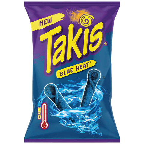 Snack Tortilla Cuộn Cay Chua Takis Blue Heat Rolled Corn Tortilla Chips, Gói 100g