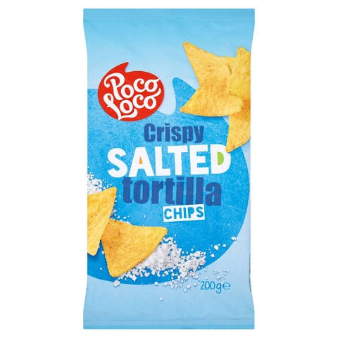 Snack Tortilla Chip Giòn Vị Muối Biển Poco Loco Tortilla Crispy Salted, Gói 200g