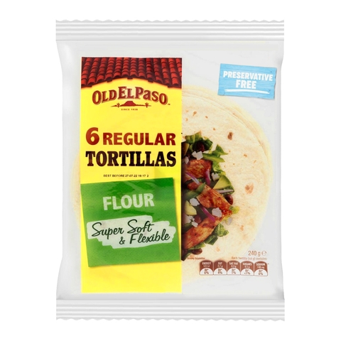 Vỏ Bánh Tortilla Truyền Thống Old El Paso Mexican Regular Tortillas Flour, Gói 240g (Gói 6 vỏ)