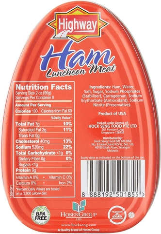 (USA) Thịt Heo Đóng Hộp Ham Luncheon Meat Đóng Hộp Highway, Hộp 454g (16 Oz.)