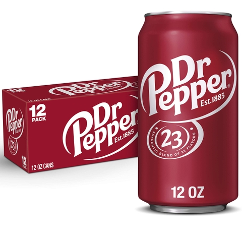Nước Ngọt Có Ga Dr Pepper Vị Nguyên Bản Dr Pepper Authentic Blend Of 23 Flavors, Thùng 12 Lon x 355ml (12 Oz.)