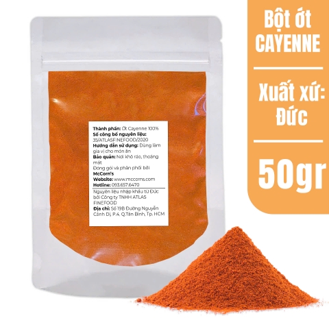 Bột Ớt Cayenne Pepper Ground, Túi Zip 50g
