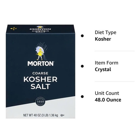 Muối Kosher Thô Morton Coarse Kosher Salt, Hộp 1.36 kg (48 Oz.)(3 LB)