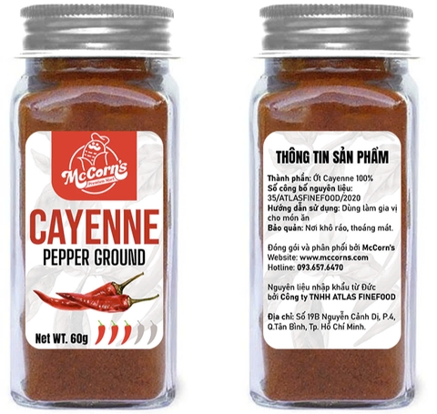 Bột Ớt Cayenne Pepper Ground, Lọ Thủy Tinh Rắc 60gr