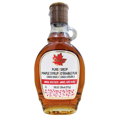 Siro Lá Phong Nguyên Chất Grade A Hiệu Cleary's Amber Pure Maple Syrup, Chai Thuỷ Tinh 236ml (312g)