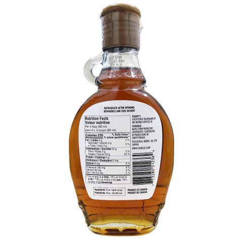 Siro Lá Phong Nguyên Chất Grade A Hiệu Cleary's Amber Pure Maple Syrup, Chai Thuỷ Tinh 236ml (312g)