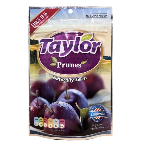 Mận Khô Tự Nhiên Không Thêm Đường Taylor Prunes Naturally Sweet, Gói 50g