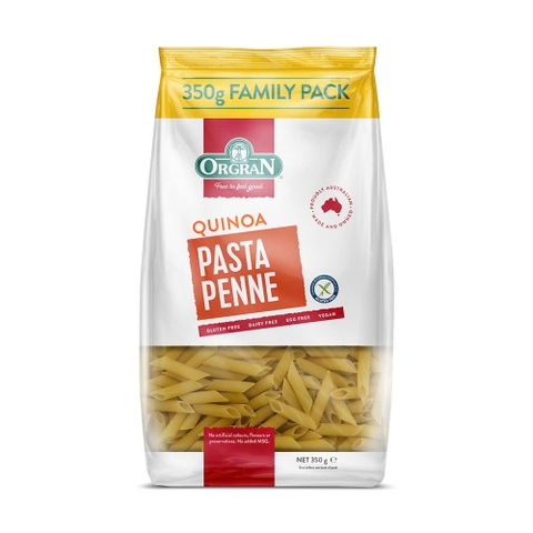 Nui Ống Hạt Diêm Mạch Ăn Kiêng Organ Quinoa Pasta Penne, Không Gluten, Thuần Chay, Gói 350g (12.3 Oz)