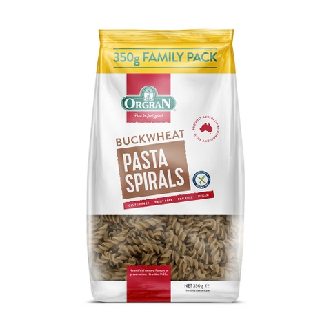 Nui Xoắn Kiều Mạch Ăn Kiêng Orgran Buckwheat Pasta Spirals, Gói 350g (12.3 Oz.)