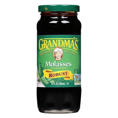 Mật Mía Đậm Đặc Grandma's Robust Molasses – Tự Nhiên, Không Lưu Huỳnh, Lọ Thuỷ Tinh 355ml