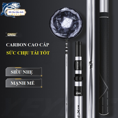 Vợt Cá Carbon Vành Tròn Vợt Cá Cao Cấp chuyên dụng câu đài KK18