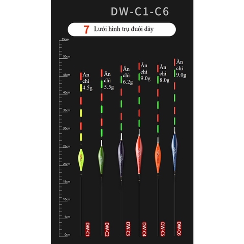Phao Câu Đài Săn Hàng DW tăm phao lớn, siêu nhạy, chống lóa mắt, mỏi mắt cao cấp PC12