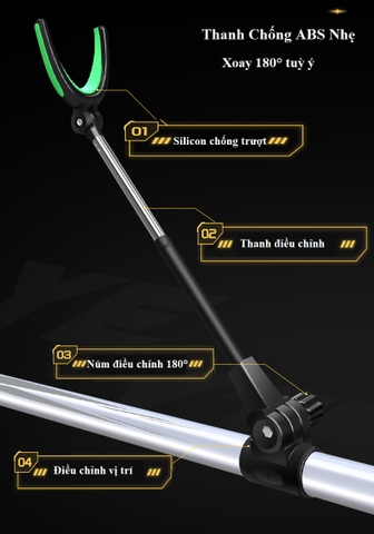 Chống Cần Câu Đài Carbon Gác Cần Câu Cá Benou Cao Cấp Sang Trọng Chất Lượng KK16