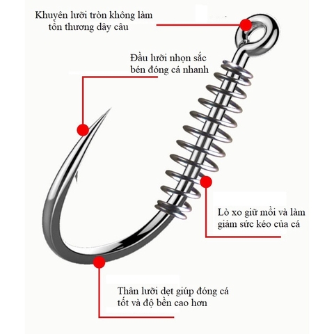 Lưỡi Câu Cá Chép Lưỡi Câu Đài Ngạnh Bạc Lò Xo Siêu Bén Chuyên Dụng Câu Cá Chép Cá Mè LC12