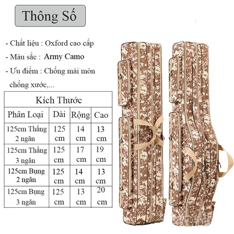 Túi Đựng Cần Câu Cá Army Camo Túi Đựng Cần Câu Đài Chống Thấm Nước Siêu Bền TDC11