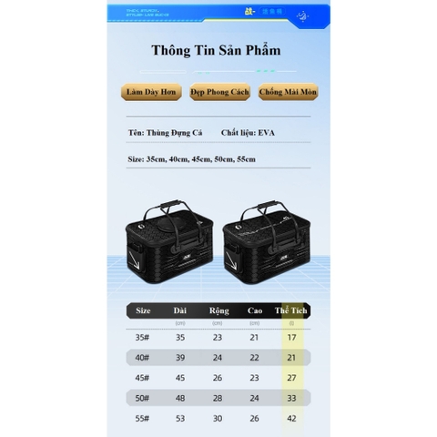 Thùng Đựng Cá Gấp Gọn Thùng Đựng Cá Đa Năng Cao Cấp KK8