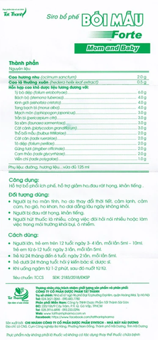 Siro bổ phế Bối Mẫu Forte Mom And Baby Tất Thành hỗ trợ giảm ho, đau rát họng, khản tiếng (125ml)