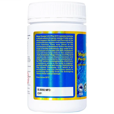 Viên uống Mega Omega 3,6,9 Plus Q10 Vitatree hỗ trợ duy trì sức khỏe của hệ tim mạch (120 viên)