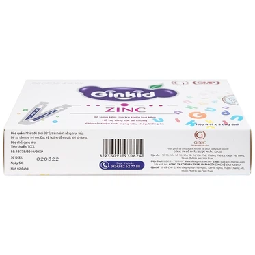 Siro Ginkid ZinC bổ sung kẽm, tăng sức đề kháng (20 ống x 5ml)