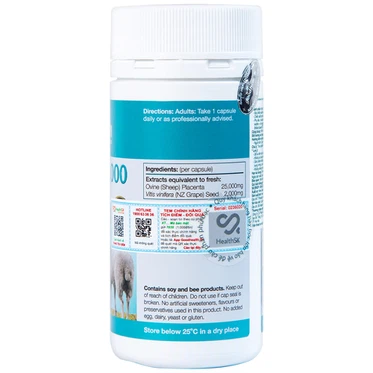 Viên uống nhau thai cừu Placenta 25000 Good Health hỗ trợ làm đẹp da, chống oxy hóa (60 viên)