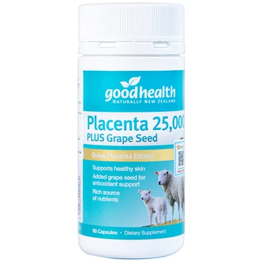 Viên uống nhau thai cừu Placenta 25000 Good Health hỗ trợ làm đẹp da, chống oxy hóa (60 viên)