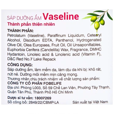 Sáp dưỡng ẩm Vaseline Rosy Lotus Fobelife làm mềm da và dịu da (7g)