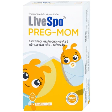 Bào tử lợi khuẩn cho mẹ và bé LiveSpo Preg-Mom hết lo táo bón - biếng ăn (20 ống x 5ml)