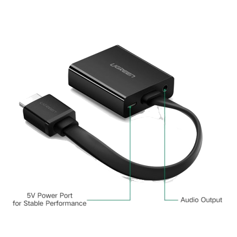 Cáp chuyển đổi từ HDMI sang VGA dẹt có Audio Ugreen 40248