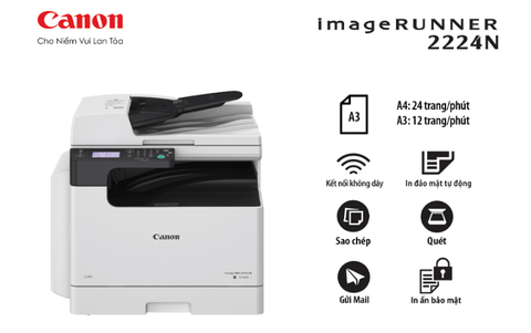 Máy photocopy Canon iR2224N (In đảo mặt/ Copy/ Scan/ A3/ USB/ LAN/ WIFI)
