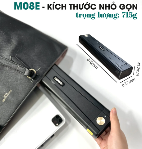 Máy in A4 di động M08E (A4, giấy nhiệt, không mực, Bluetooth/USB-C)