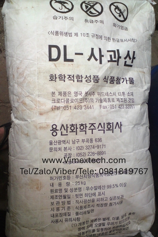 AXIT MALIC (C₄H₆O₅) - Nhật - TP- 25kg- Tính chất hóa lý, ứng dụng của nó.