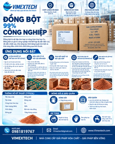 Đồng bột - Cu - Trung quốc - Công nghiệp - 10kg - Tính chất hóa lý và ứng dụng của nó