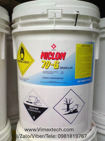 Calcium Hypochlorite (Ca(OCl)₂) 70% - Nhật - 45kg, so sánh với hàng 70% của Ấn độ và Trung quốc