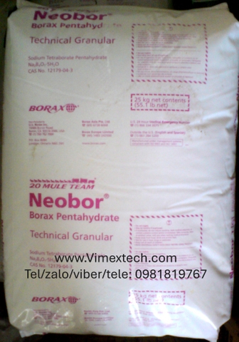 Natri Borac - Na4B2O7.10H2O - Mỹ - CN - 25kg (Hàn the)
