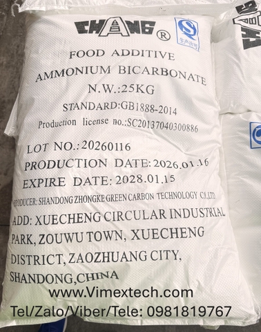 Amoni Bicarbonate (NH₄HCO₃)-Trung quốc - Thực phẩm - 25kg - Tính chất hóa lý và các ứng dụng của nó