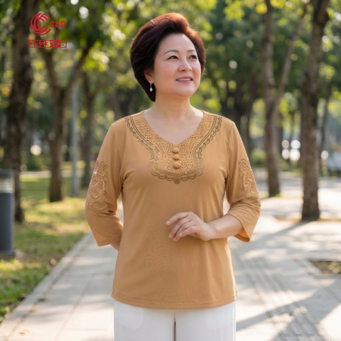 25231 - Cổ Tim Phối Ren Thêu Viền Đá Thủy Tinh Lấp Lánh