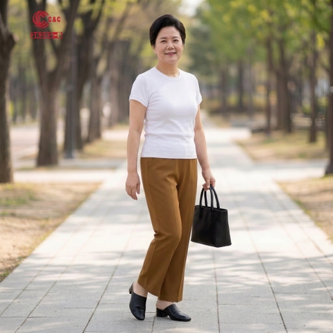 26202 - Quần Thun Dài Lưng Thun Ống Suông Xếp Ly