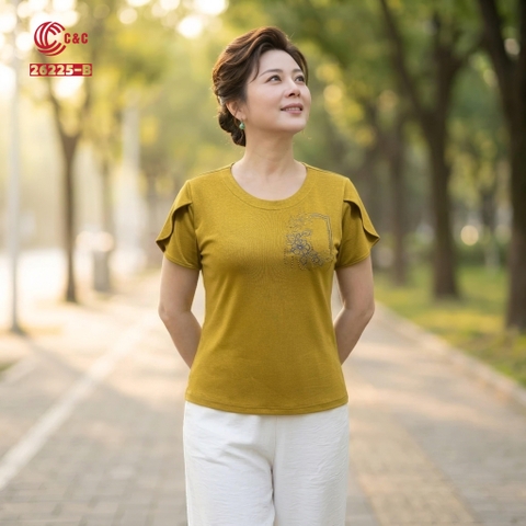26225 - Áo Tay Cánh Hoa Thêu Hoa Phối Đá Trang Nhã