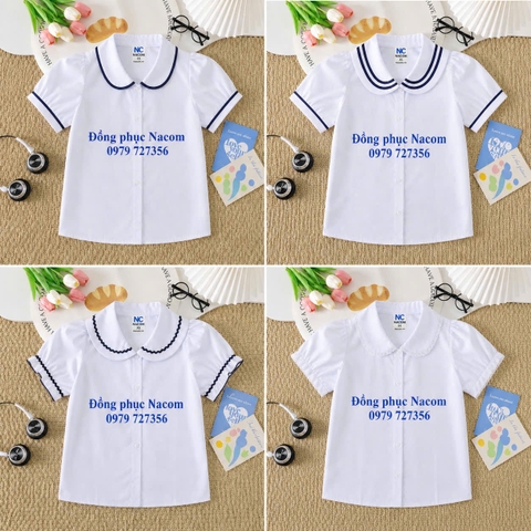 Áo học sinh sơ mi phối