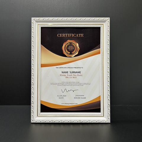 Khung Bằng Khen Gỗ Trắng Vàng 180TV