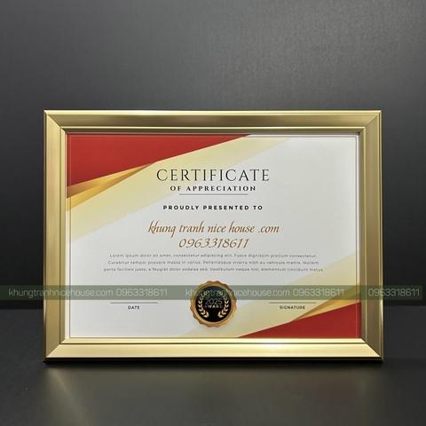 Khung Bằng Khen Đẹp Màu Vàng 200V